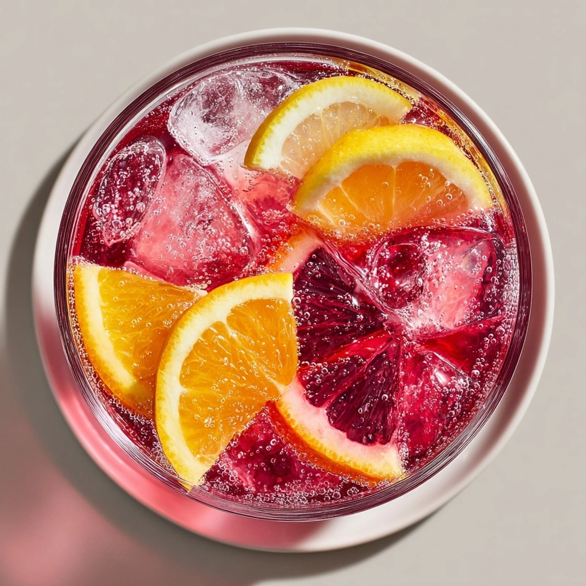 Easy holiday drink recipe: bubbly Sparkling Cranberry Citrus Cooler ready to serve for guests.