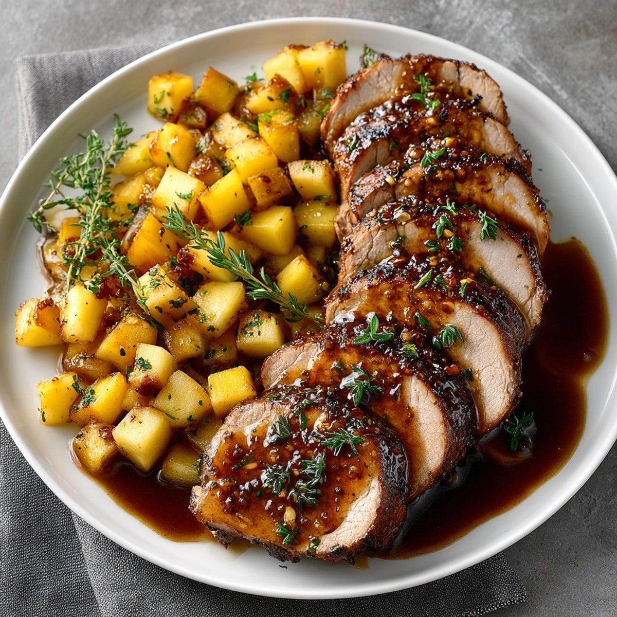 Warm spiced Apple Cider Glazed Pork Tenderloin recipe, a flavorful and comforting autumn meal.