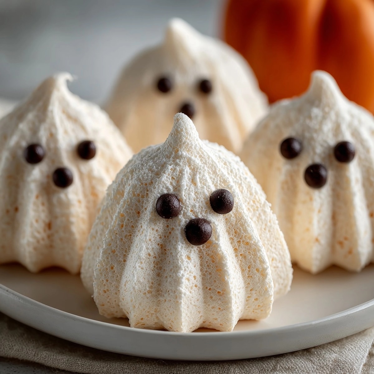 Homemade Ghost Meringues, perfectly piped and baked, melting delicately on the tongue.