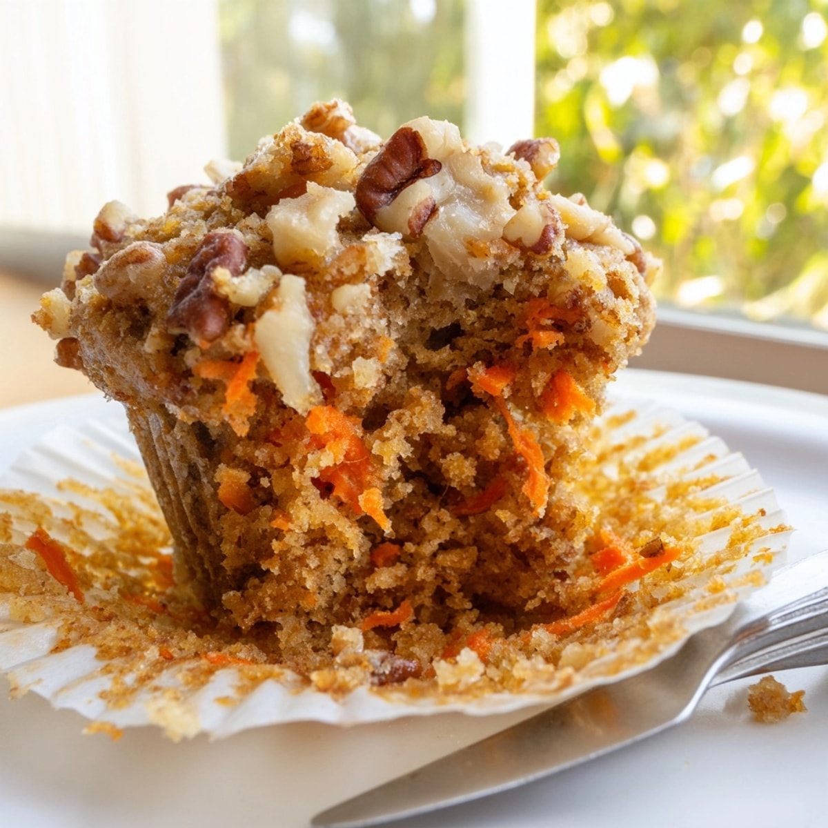 Golden brown Carrot Cake Muffins fresh from the oven, inviting and spiced perfectly.