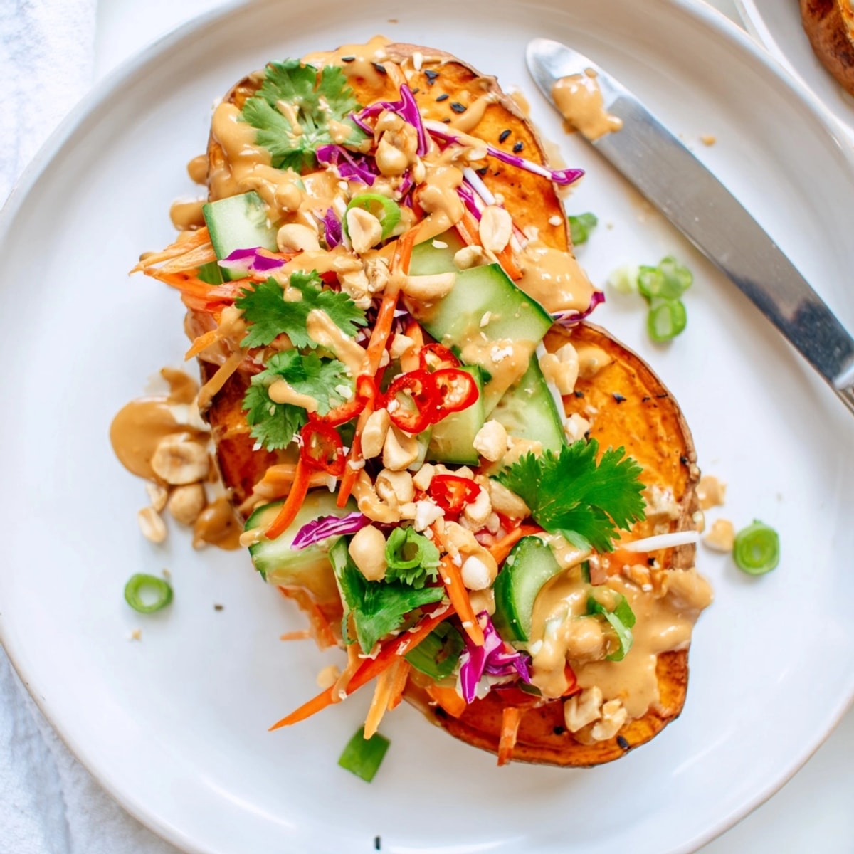 Vibrant Thai Peanut Sweet Potato Toast: a healthy, savory-sweet snack or appetizer.