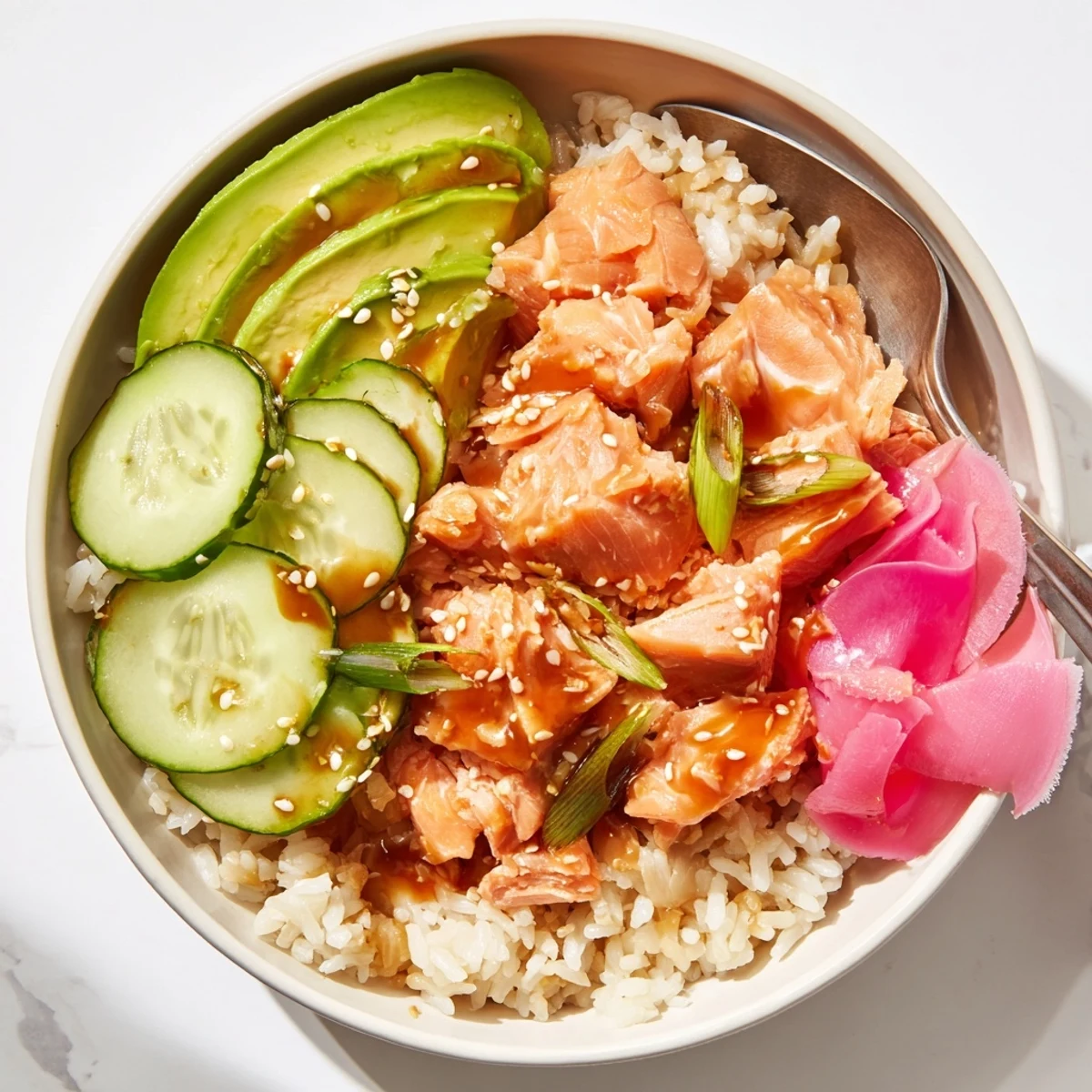 Revive your meals with this colorful Leftover Salmon & Rice Bowl, perfect for lunch.  
