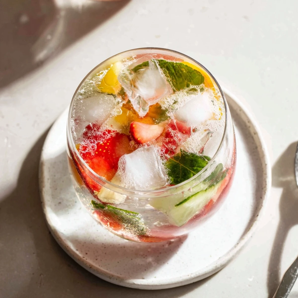 Refreshing water-based mocktails with fresh fruit and mint for vibrant drinks.  