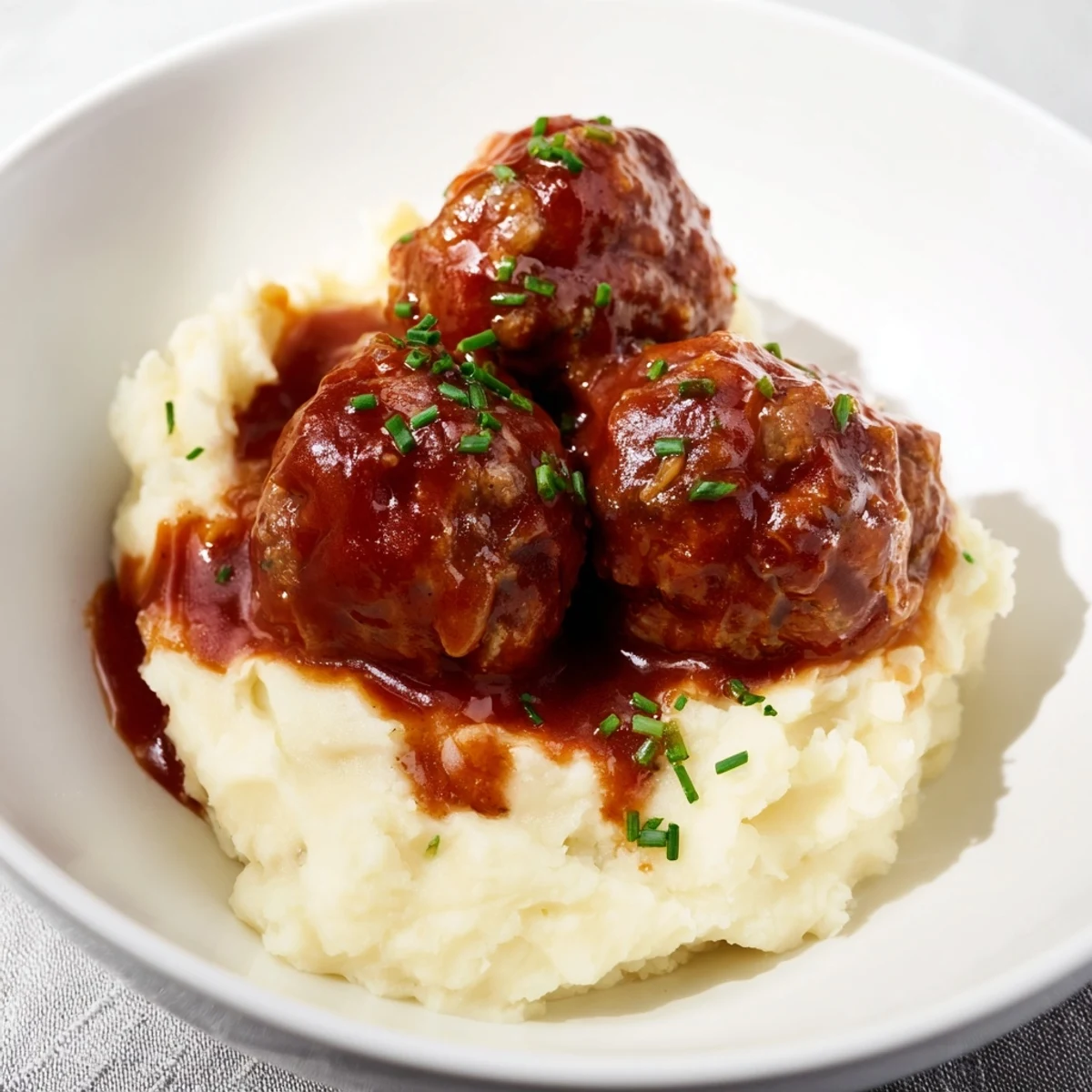BBQ Meatballs Mashed Potatoes