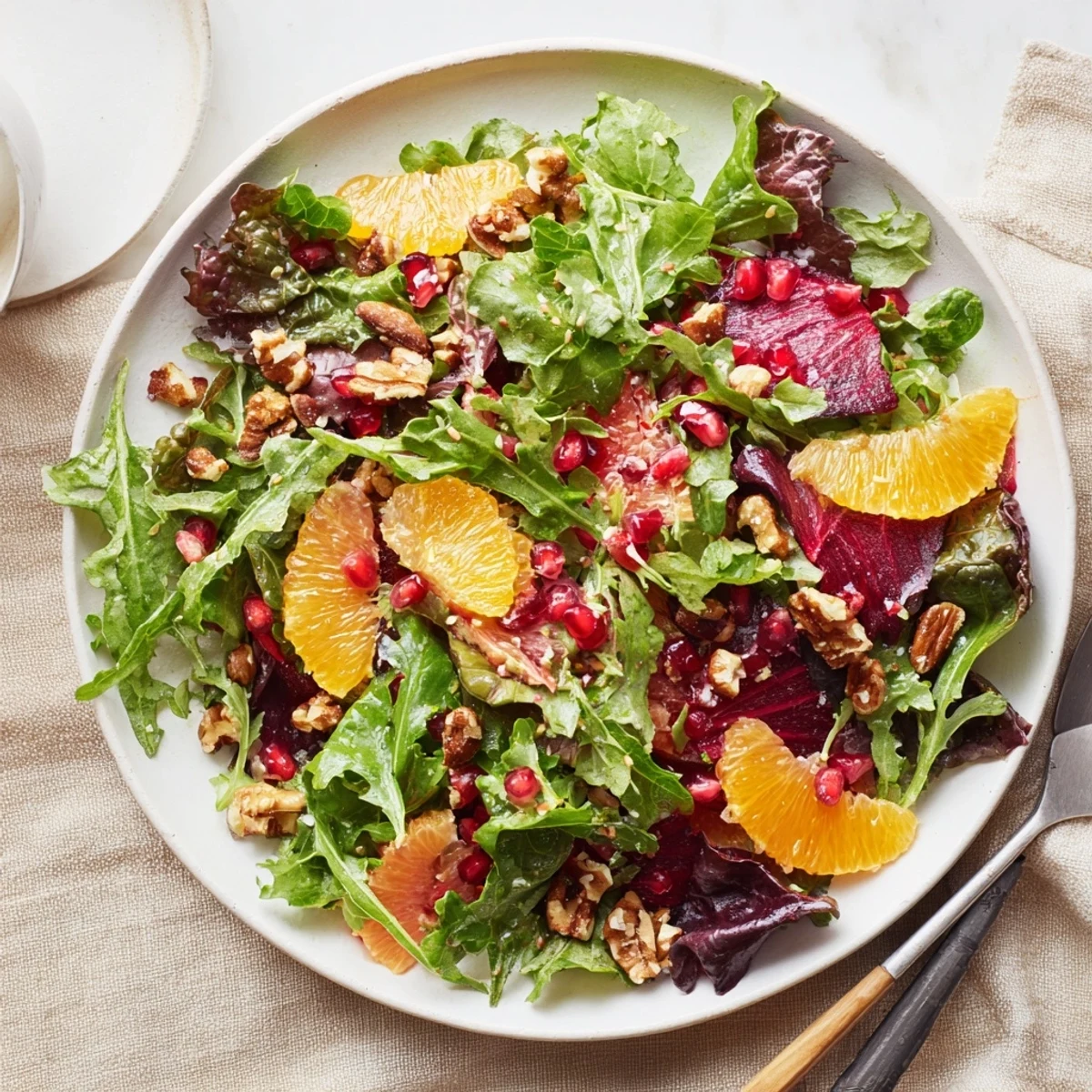Winter Greens Salad with Citrus: A colorful photo showcasing fresh ingredients and vibrant flavors for a delicious meal.