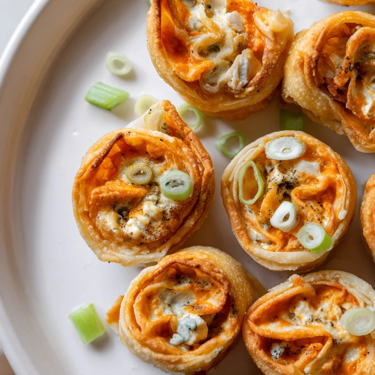 Buffalo Chicken Pinwheel Wontons