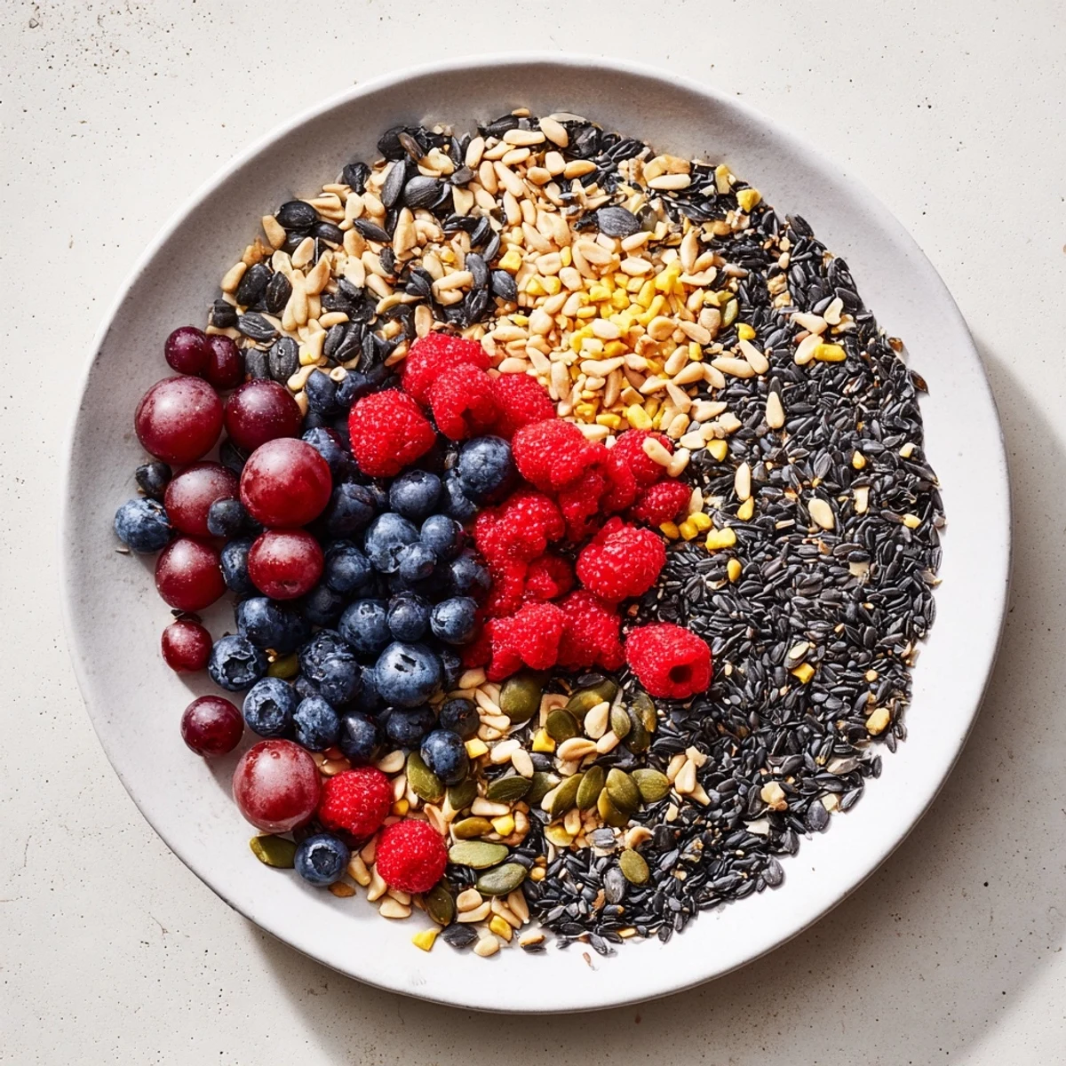 Fresh Singing Bird Seed & Berry Platter with plump, red raspberries attracting garden visitors.