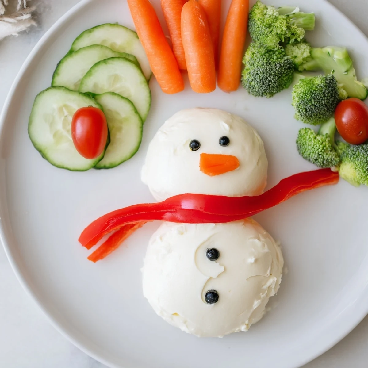 Snowman Veggie Dip Platter