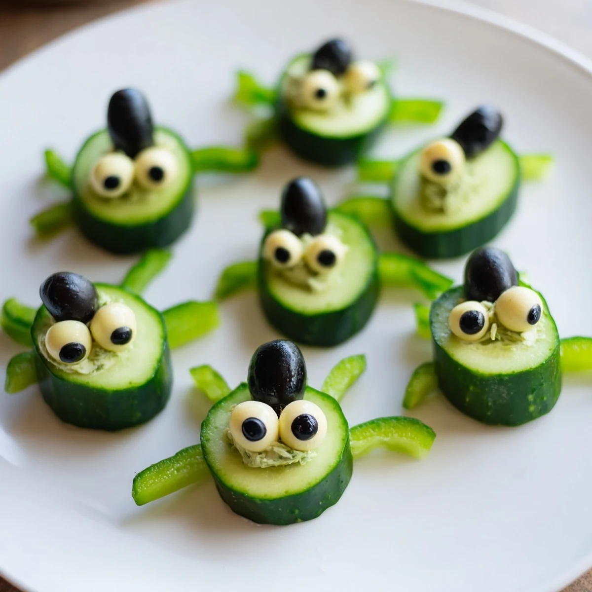 The refreshing slow & savory turtle crudités appetizer, with colorful veggie "turtles" and creamy dill dip.