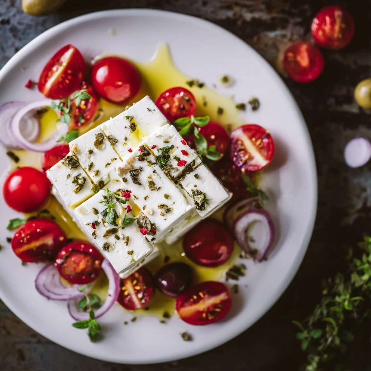 Artistically arranged Sun-Drenched Patio mezze board; colorful veggies, cheese, and dips on a platter.