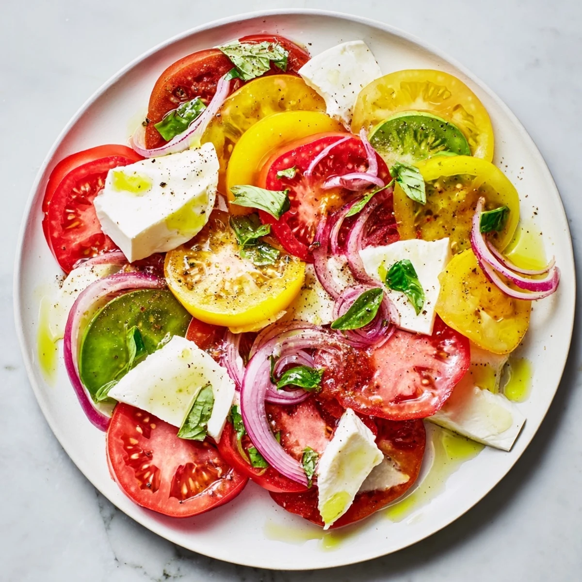 Bright red tomatoes and creamy mozzarella star in this simple Summer Tomato Salad, ready in minutes.