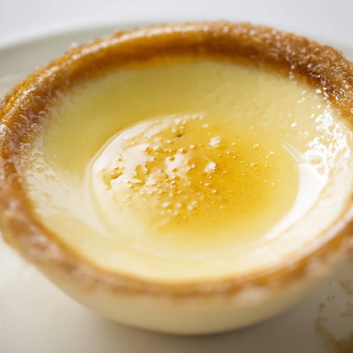 Creamy, chilled lemon brûlée posset with a crackling sugar crust, perfect for a special treat.