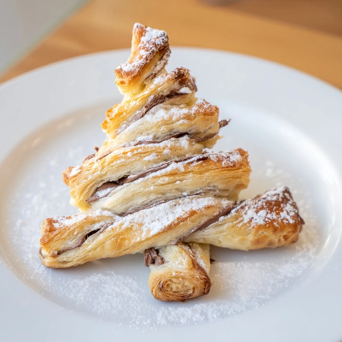 Golden Nutella Pastry Christmas Trees, baked till bubbly, ready for a delicious holiday dessert.