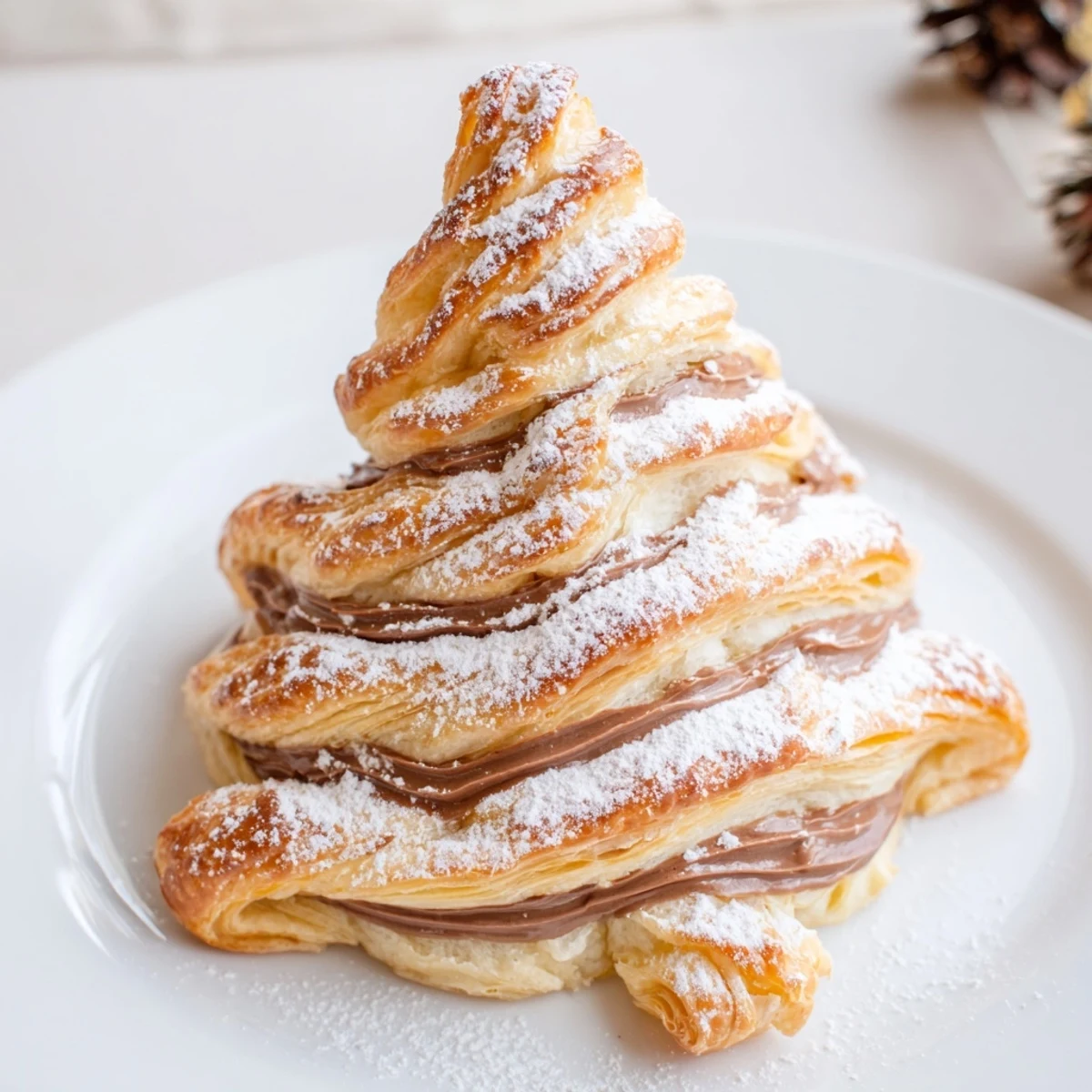 Homemade Nutella Pastry Christmas Trees, offering a sweet, rich, and beautifully decorated holiday snack.