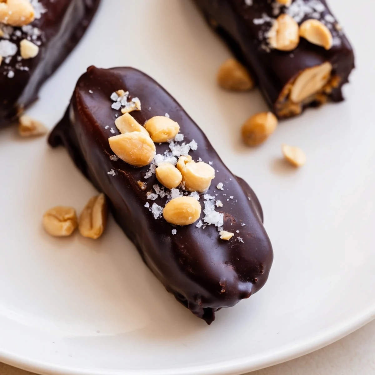 Date Bark Snickers-Style, layered with rich chocolate and peanuts, ready to enjoy after freezing.