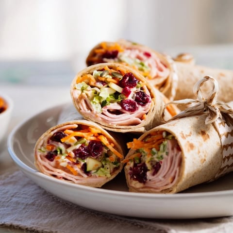 Cranberry apple slaw turkey wrap, a refreshing lunch with vibrant colors and creamy dressing.