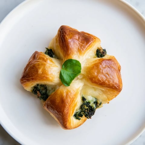 Golden Lucky Clover St. Patrick's Day Bites, filled with creamy spinach and cheese, baked until puffy.