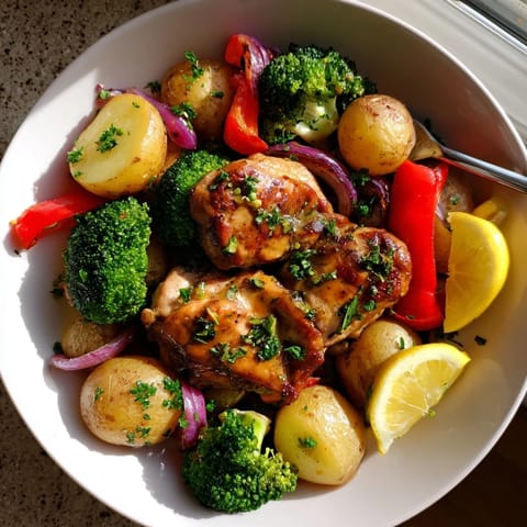 Delicious Lazy Gourmet Chicken & Vegetable One-Pot, packed with colorful veggies and bold flavors.  