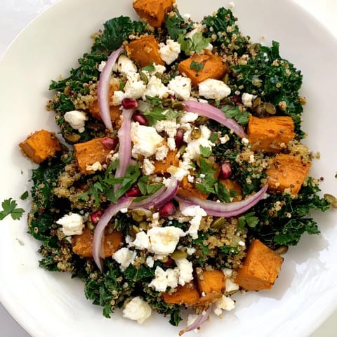 Fluffy quinoa and kale combine with sweet potato in this fresh Kale & Quinoa Salad.