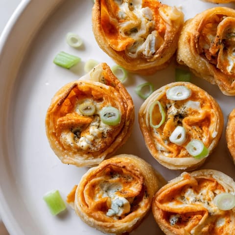 Buffalo Chicken Pinwheel Wontons