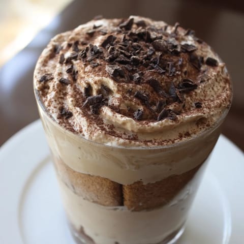 Rich Tiramisu Latte with layers of espresso-soaked biscuits and creamy mascarpone, ready to enjoy.