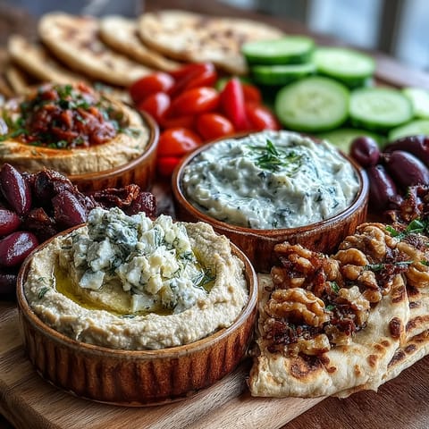 Mediterranean Brunch Board Dips Flatbreads