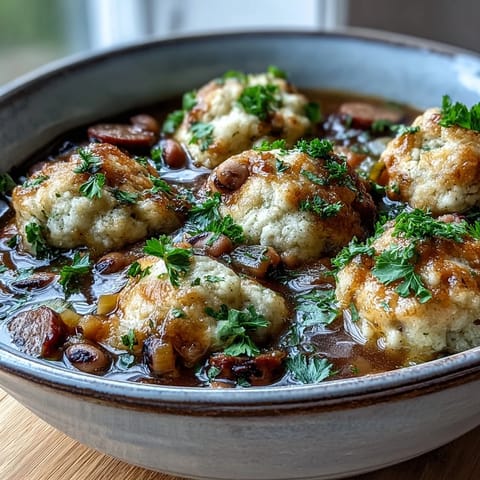 Black-Eyed Peas and Sausage Dumplings