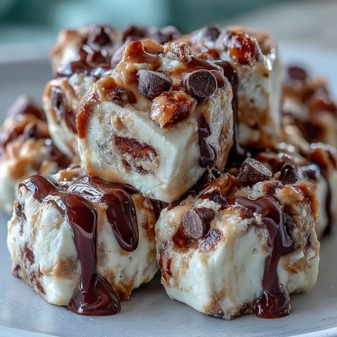 Velvety frozen yogurt peanut butter bites drizzled with dark chocolate, offering a naturally sweet and satisfying treat.