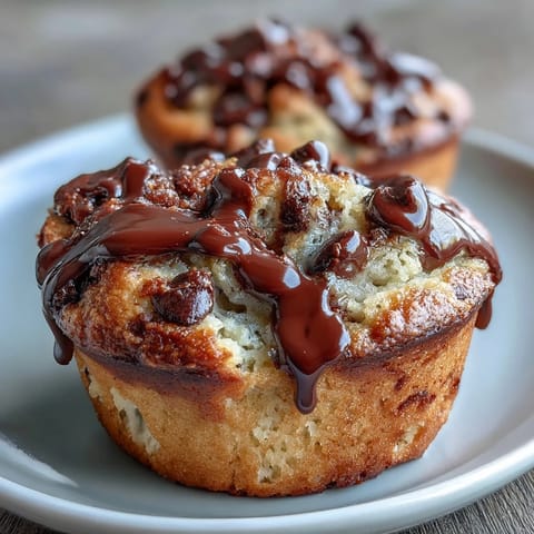 Fluffy banana muffins baked with tangy sourdough discard and melted chocolate chips.  