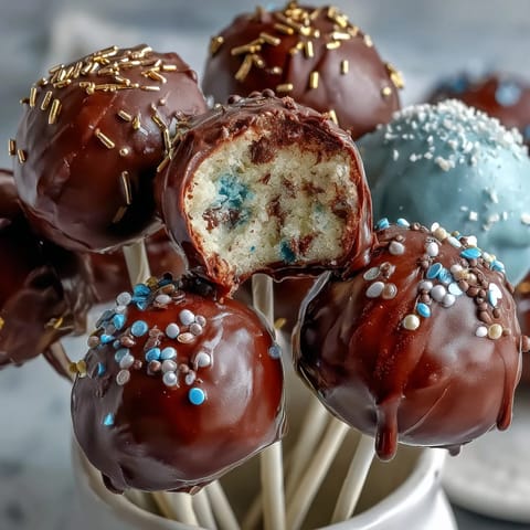 Vibrant cake pops decorated in your school's colors and finished with sparkling gold sprinkles for a graduation party treat.