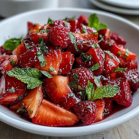 Vibrant strawberry lemonade fruit salad with fresh berries, juicy grapes, and pineapple in a zesty lemon-honey dressing.