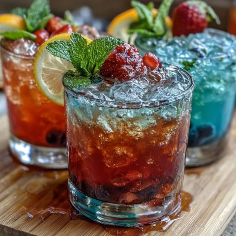 Vibrant DIY lemonade bar featuring fresh lemon slices, mint sprigs, and colorful fruit syrups in glass bottles.  