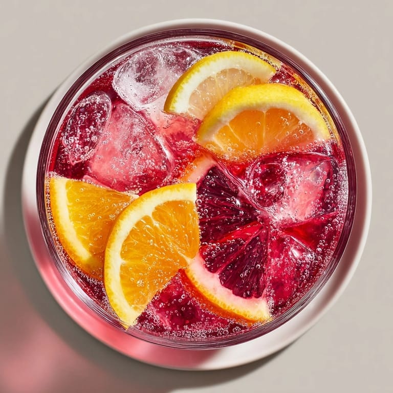 Easy holiday drink recipe: bubbly Sparkling Cranberry Citrus Cooler ready to serve for guests.