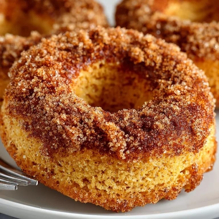 Soft, fragrant Cinnamon-Spice Baked Pumpkin Donuts cooling—perfect autumn baking project!