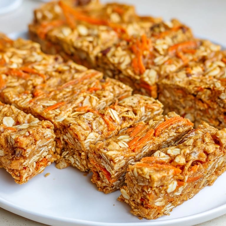 Soft Peanut Butter Carrot Cake Oat Bars, a healthy grab-and-go treat for breakfast.