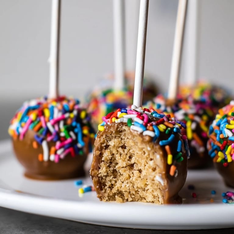 Festively decorated Caramel Apple Cheddar Birthday Cake Pops with tender apple and cheddar flavors.