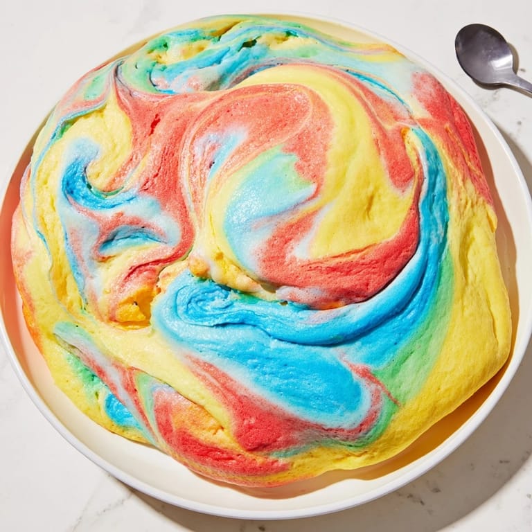 A delightful Cloud Bread Rainbow Version, airy and sweet, ideal for festive treats.