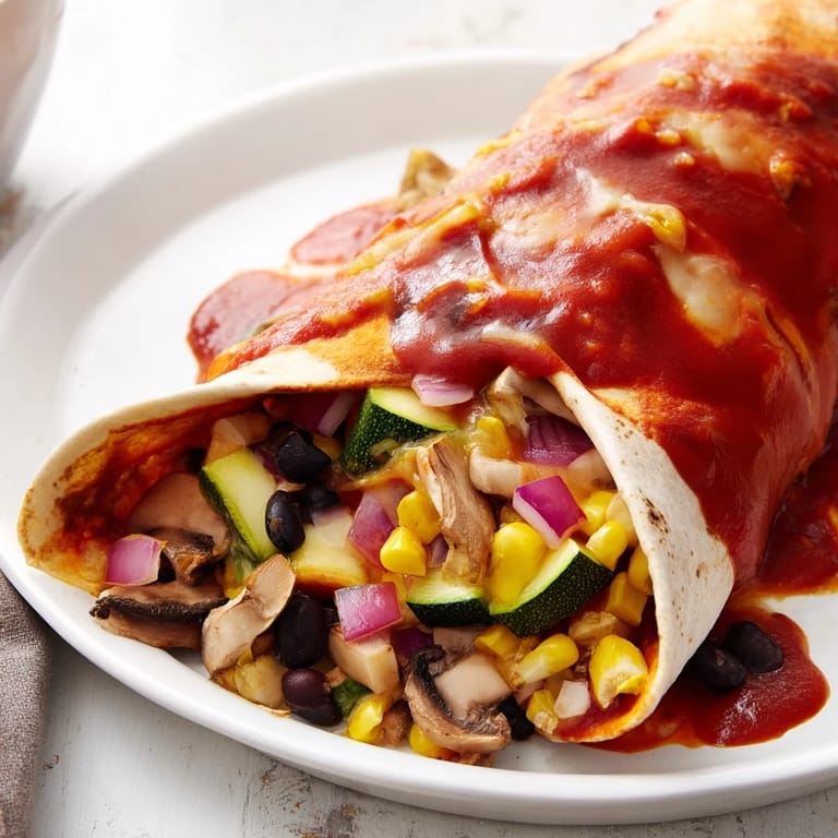 Golden-baked Farmers Market Vegetarian Enchiladas are filled with beans, cheese and a zesty, homemade sauce.