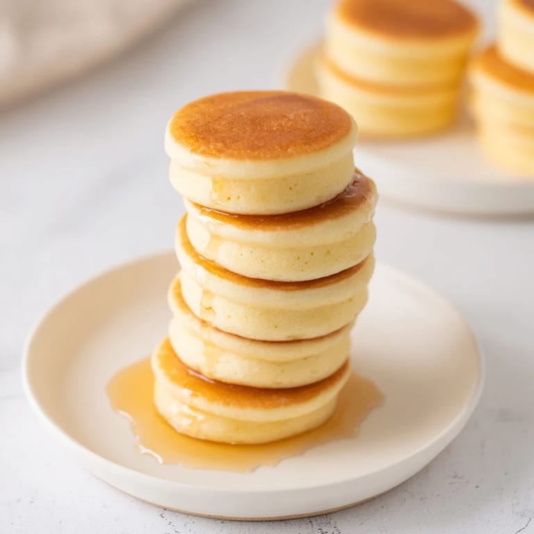Close-up photo of delicious pancake cereal, ready to eat with milk, a fun brunch idea.