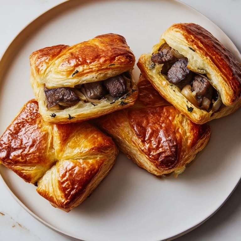 Beautifully browned, oven-baked Simplified Christmas Beef Wellington Bites filled with savory beef and mushroom duxelles within.