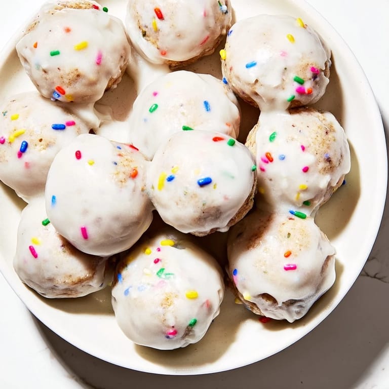 Soft and flavorful Protein-Packed Italian Christmas Cookie Balls ready for holiday gatherings, covered in beautiful sprinkles.