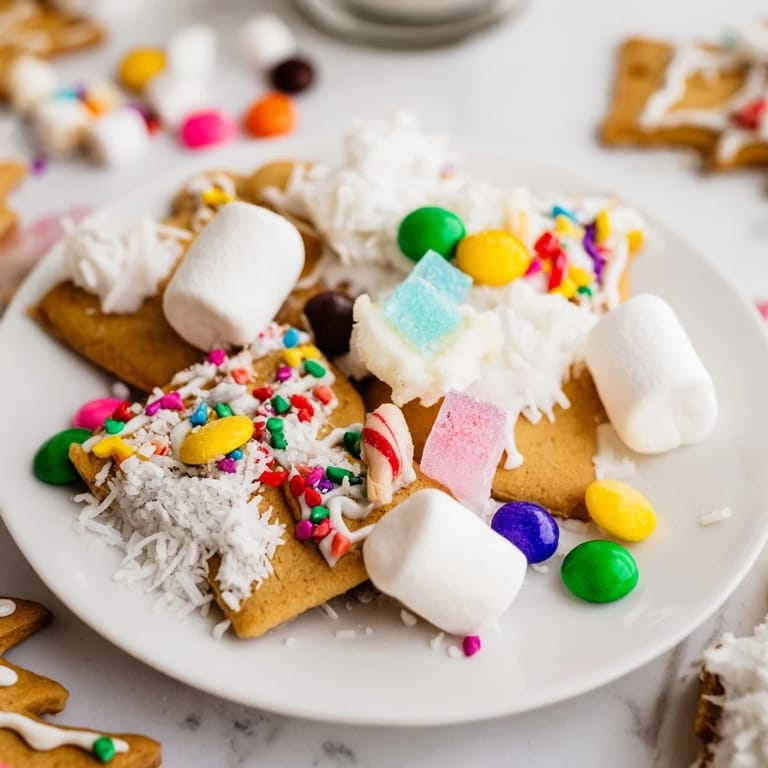 This festive shot showcases a delicious and vibrant Gingerbread House Board with a variety of sweet treats.