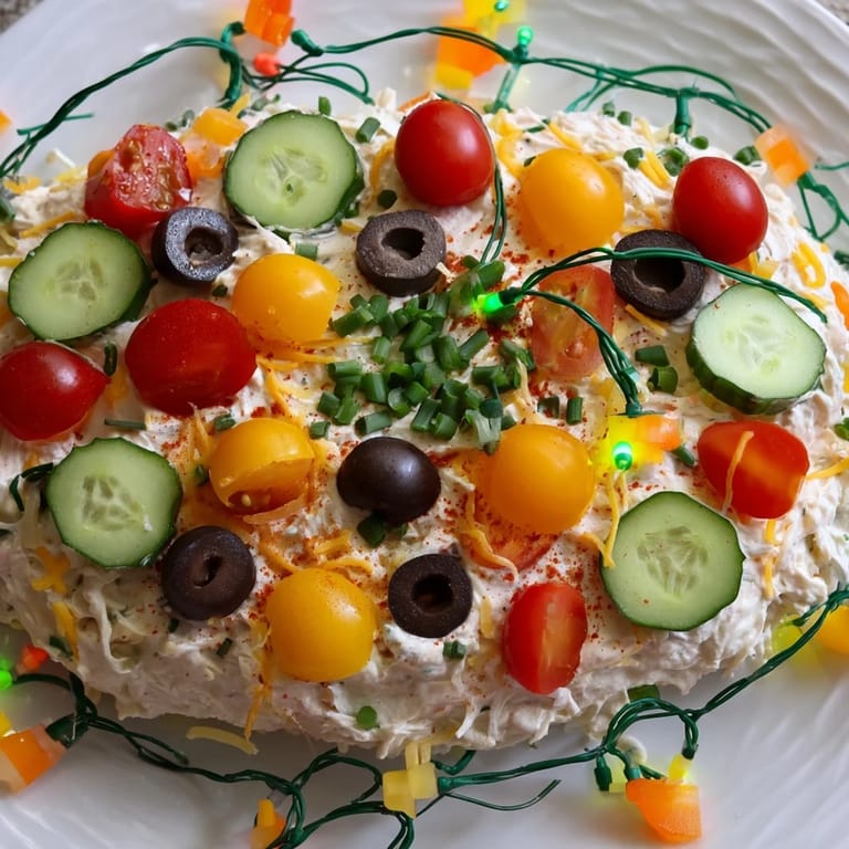 Freshly prepared Christmas Lights Appetizer, featuring a medley of bright veggies for a delicious starter.