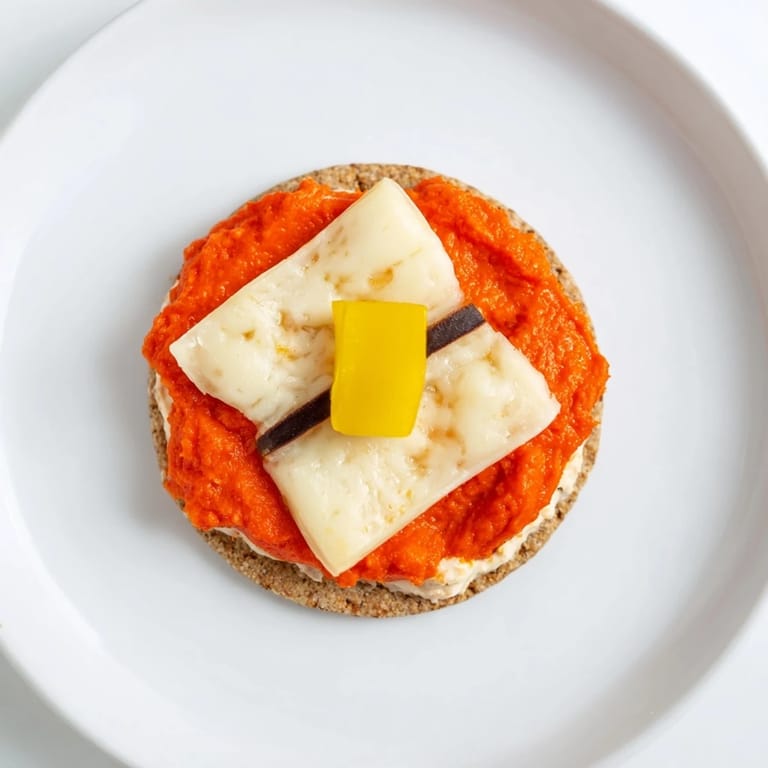 Delicious Santa's Belt Crackers arrangement, showcasing cheese squares with a colorful, flavorful dip and olive belt.