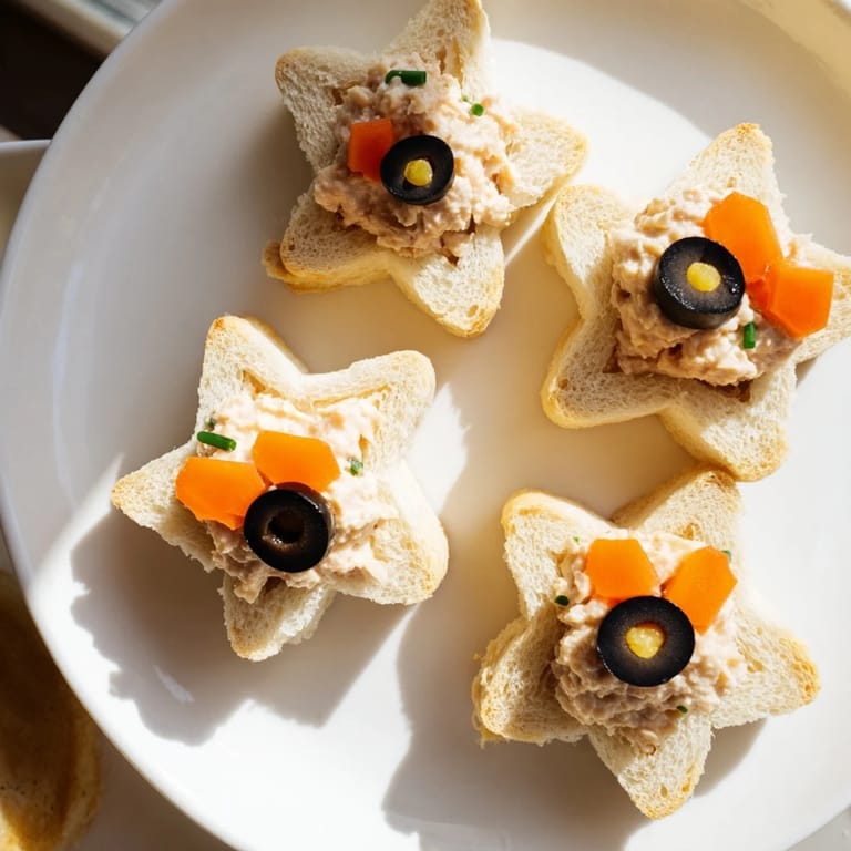 A beautifully arranged platter of savory Mini Starfish Sandwiches, the perfect easy appetizer.