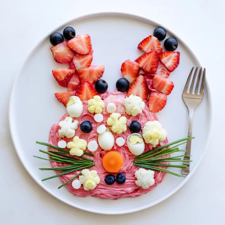 This festive bunny silhouette appetizer features a playful bunny shape crafted with fresh ingredients.