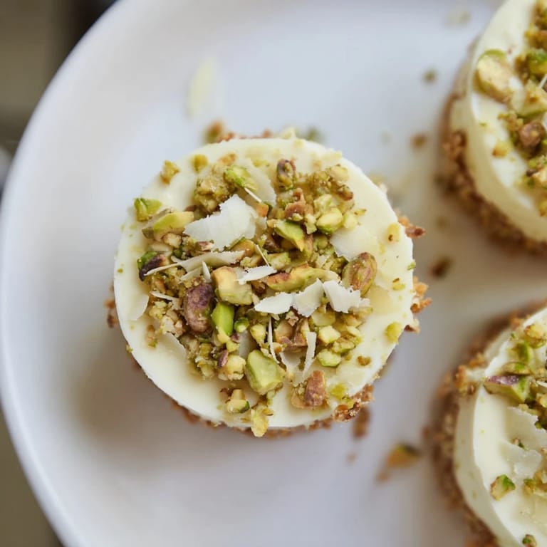 A close-up of those delightful Pistachio Cheesecake Bites reveals the enticing, vibrant layers and textures awaiting enjoyment.