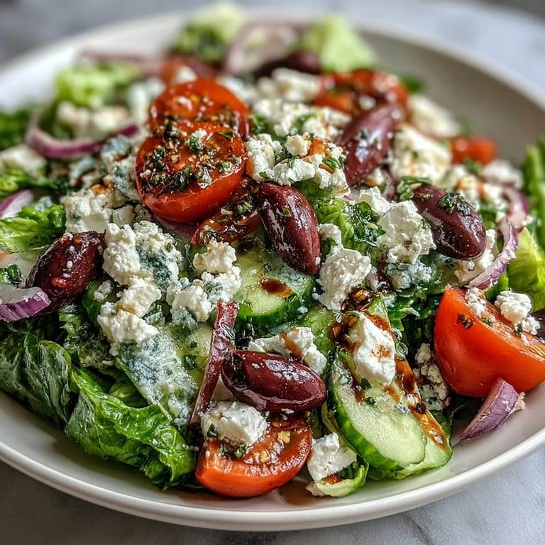 Bright bowl of Greek Salad Bowl ingredients including cherry tomatoes, red onion, and olives on a wooden table, ready to toss.
