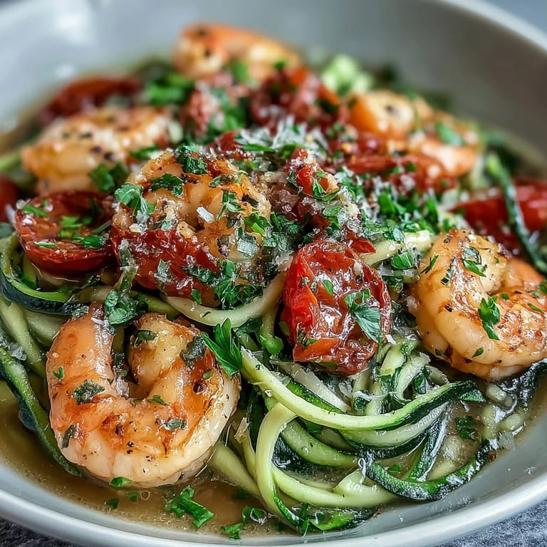 Tender shrimp and crisp zucchini noodles tossed in a garlicky lemon sauce for this Skinny Shrimp Scampi recipe.