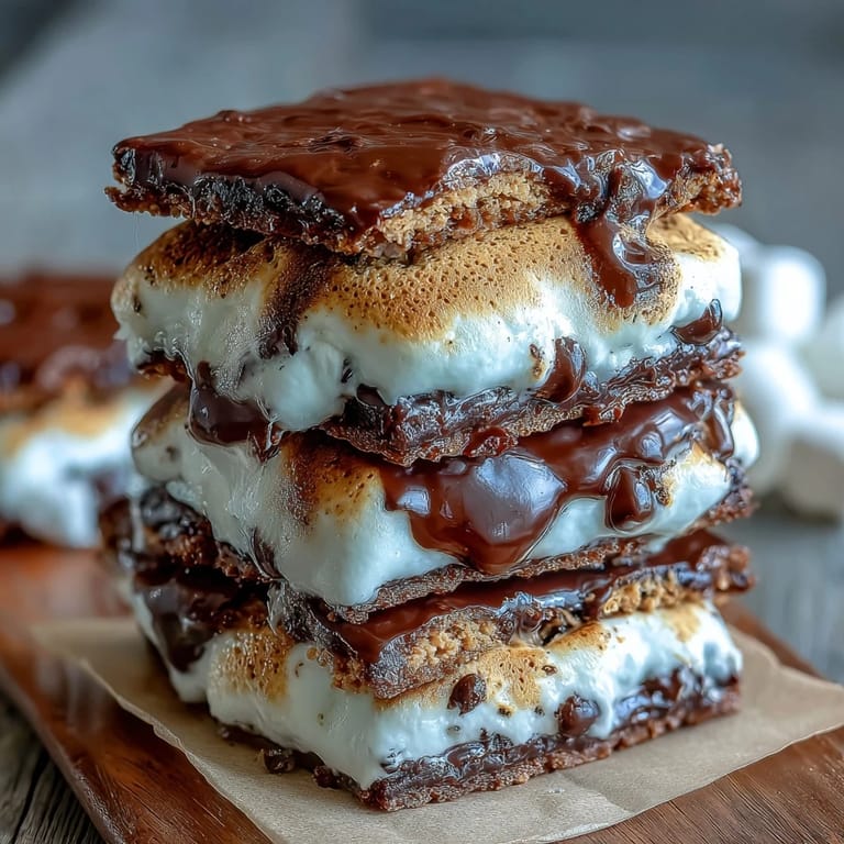 Chewy brownie cookies topped with melty marshmallows, chocolate chips, and graham cracker crumbs.